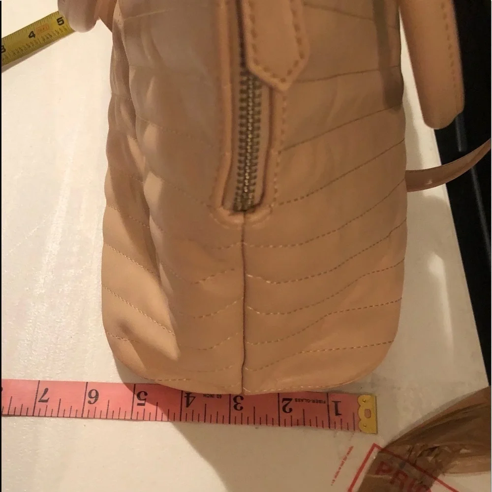 Express classic nude /cream Quilted bag with handles & removable crossbody strap
